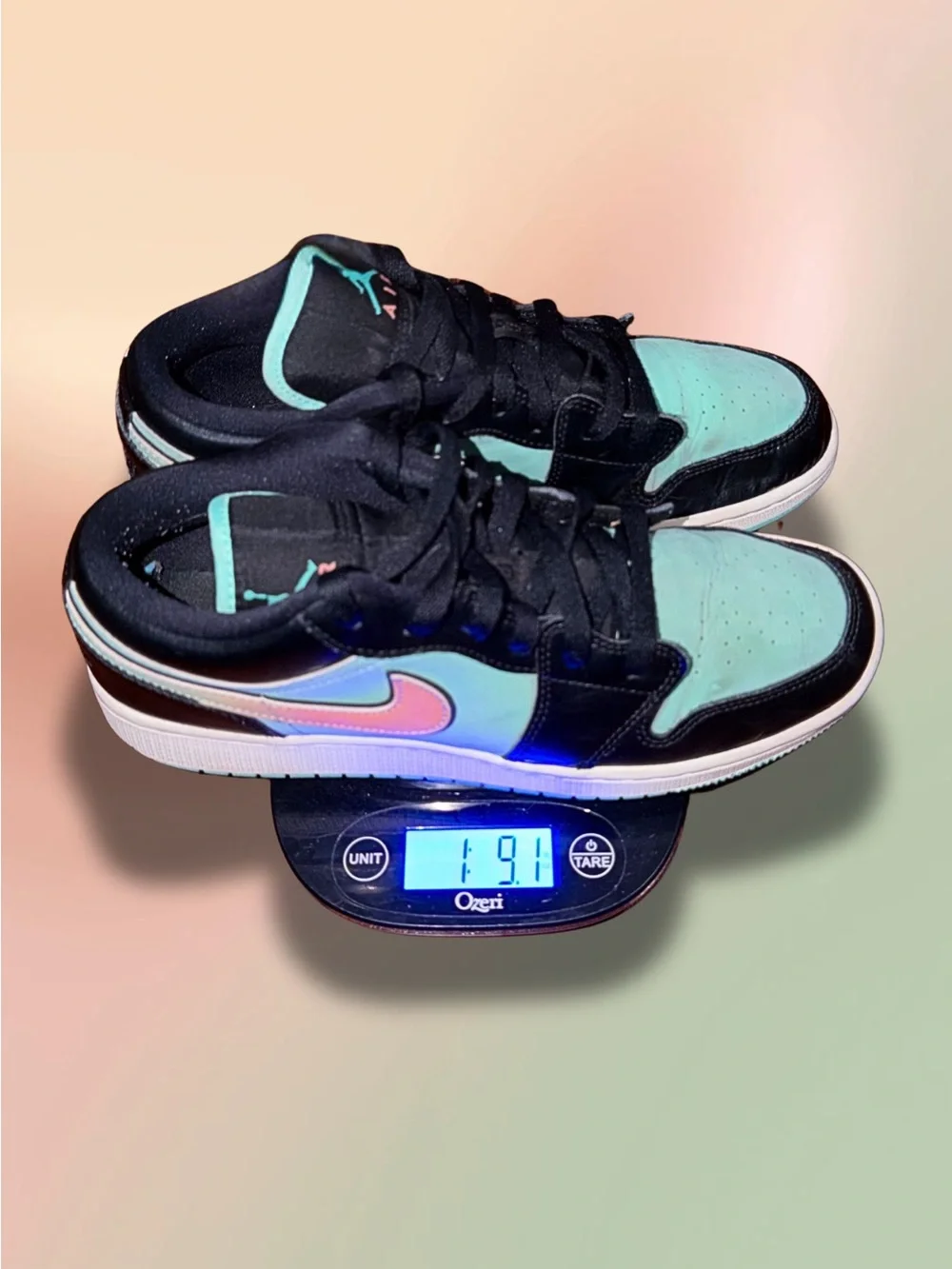 Air Jordan 1 Low SE Tropical Twist GS Black Teal Pink CV9844-301 Size 7Y